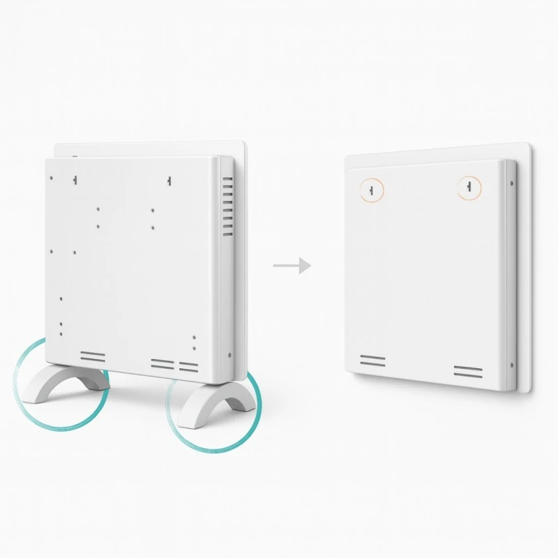 Zenet ZET-526 Подов и стенен конвектор бял, нагревател за въздух 1500W, Бял стъклен панел с дистанционно управление